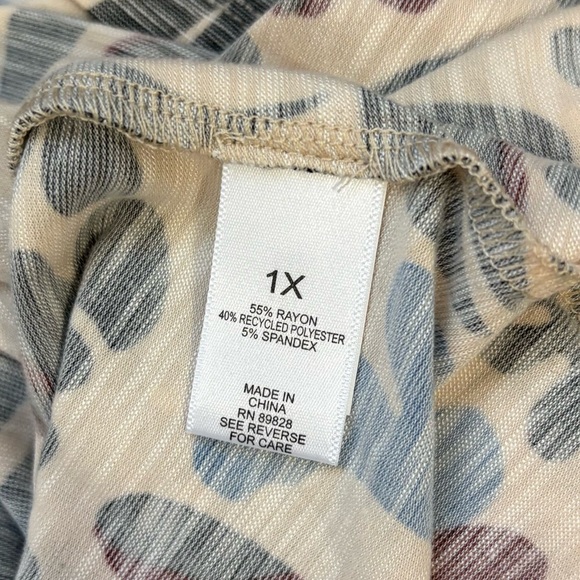 LOGO By Lori Goldstein 1X Ivory Multicolor Floral Midi Dress Modest Boho Relaxed - Picture 6 of 6